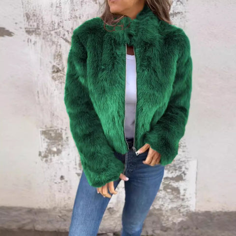 Veste décontractée à col roulé et fermeture éclair en fausse fourrure pour femme, automne et hiver, m301328 