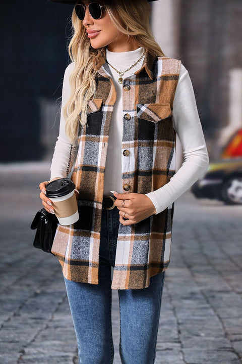 Damen Herbst und Winter Mode Plaid Ärmellose Weste lose m300977 
