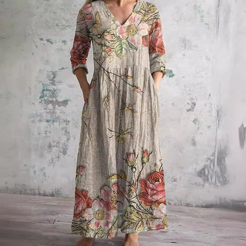 Robe mi-longue à imprimé floral pour femme m301039