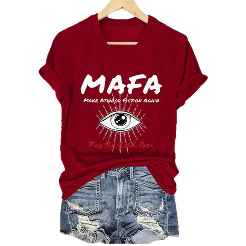 3D digital printing letter series women's V-neck short-sleeved T-shirt m301557