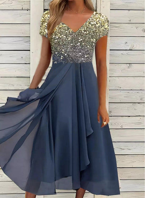 Chiffon Patchwork Damenkleid m300039 