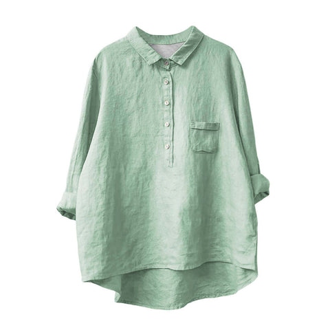 Chemise à manches longues en lin et bambou, à revers, polyvalente et tendance, m301040