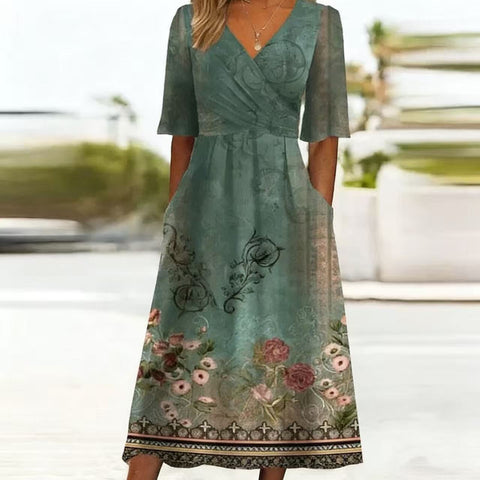 Summer v-neck pocket dress m302897