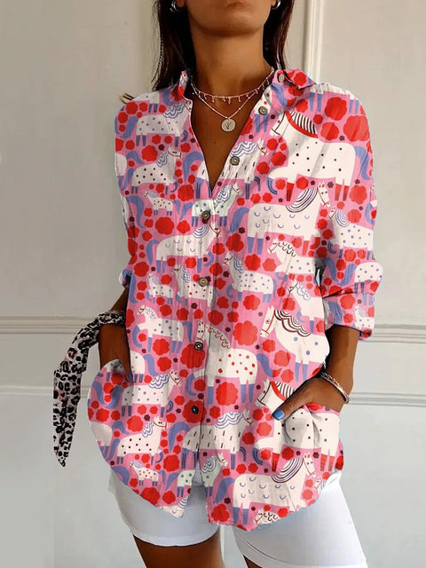 Sommertrend Langarmshirt Blumenmuster Druck 3D Shirt m301226 