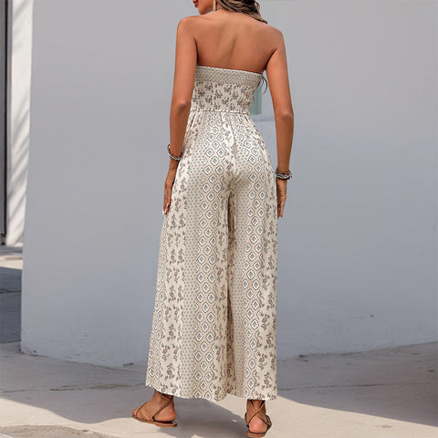 Sommer-Hot-Seller mit hoher Taille, Schnürung und weitem Bein und lässiger Hose mit weitem Bein im Ethno-Stil, m300833 
