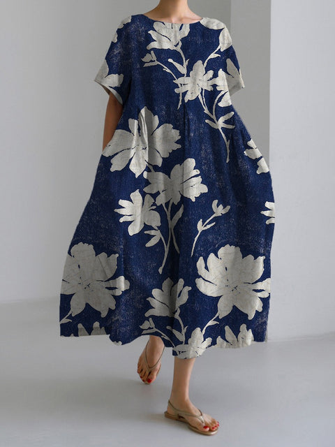 Linglong Leinen Kurzarm Damenkleid M300183 