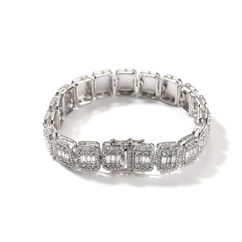 Hip-Hop-Armband aus Legierung mit neun Diamanten und Gittermuster m3331121
