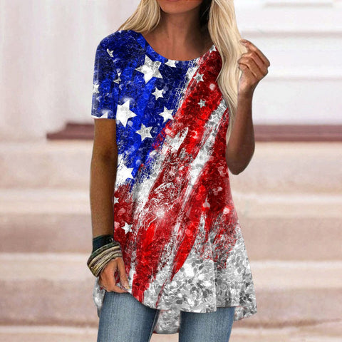 Popular round neck casual ethnic style retro printed short-sleeved T-shirt m301756