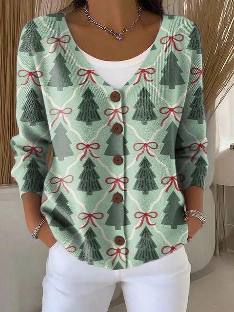Button women's printed long-sleeved top m302156