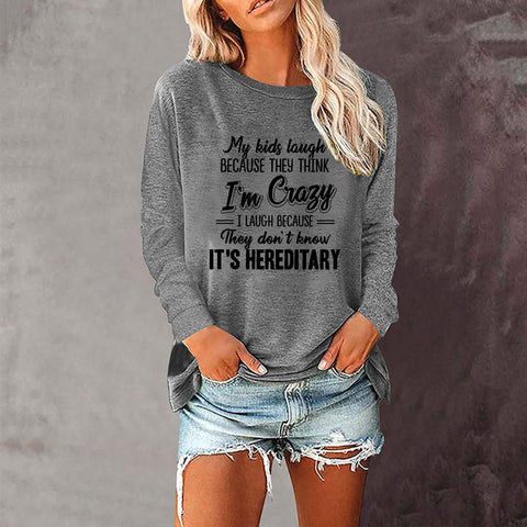 Lose rundhals außenhandel druck langarm frauen T-shirt top m300920 