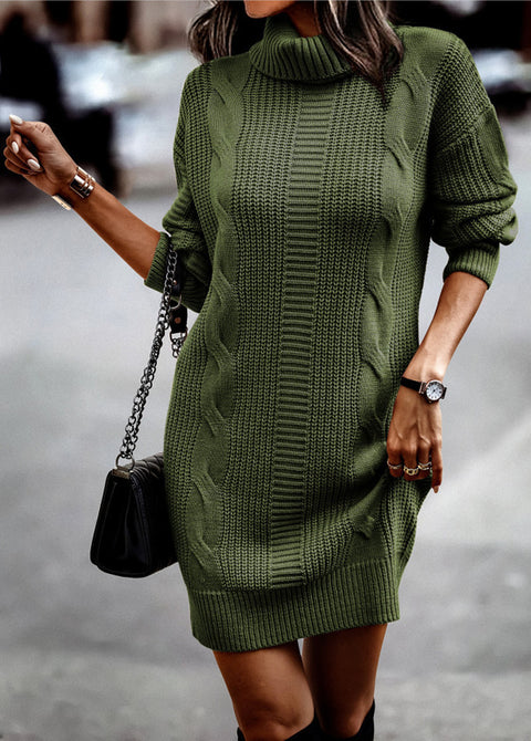 Robe pull à col montant et manches longues pour femme, enveloppante sur les hanches, m300500 