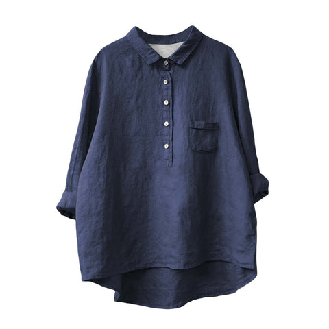 Long Sleeve Bamboo Linen Printing Fashion Versatile Lapel Shirt m301040