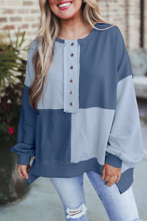 Spleißen kontrastierenden Fleece Schnalle langen Revers Pullover Damen Obermaterial m301011 