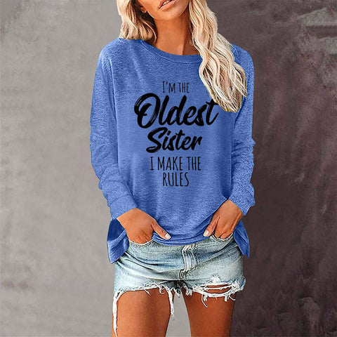 Lose rundhals außenhandel druck langarm frauen T-shirt top m300920 