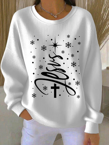 Knitted top snowflake christmas tree mix and match casual commuter sweater m302212