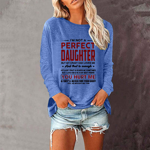 Lose rundhals außenhandel druck langarm frauen T-shirt top m300920 