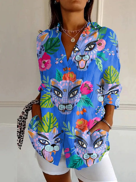 Sommertrend Langarmshirt Blumenmuster Druck 3D Shirt m301226 
