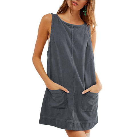 Ärmelloses Westenkleid aus Cord m300965 