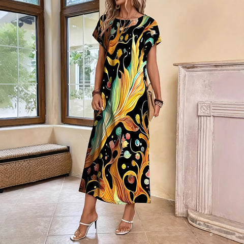 Robe élégante imprimée à manches courtes m301202 