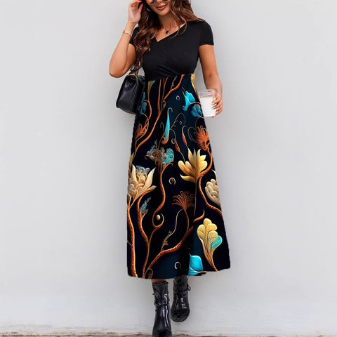 Robe élégante à imprimé épissure m301209 