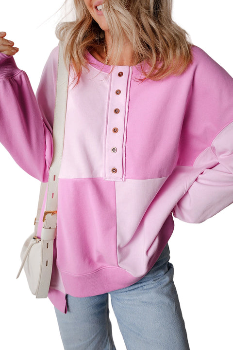 Spleißen kontrastierenden Fleece Schnalle langen Revers Pullover Damen Obermaterial m301011 