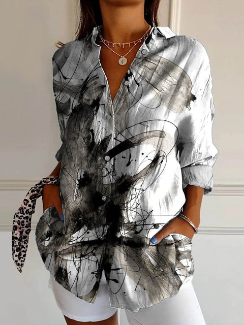 European and American trend long-sleeved shirt printing 3D shirt floral pattern m301726