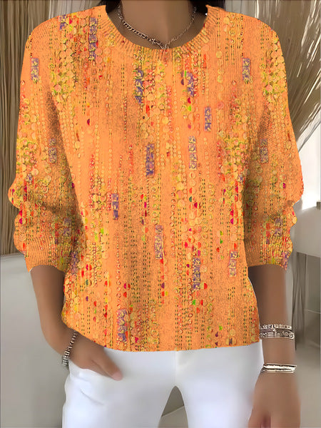 3D digital printing women's fashion round neck casual long-sleeved top m302157