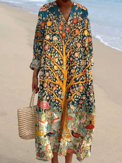 Robe décontractée à manches imprimées en 3D pour femme, motif floral, m301071