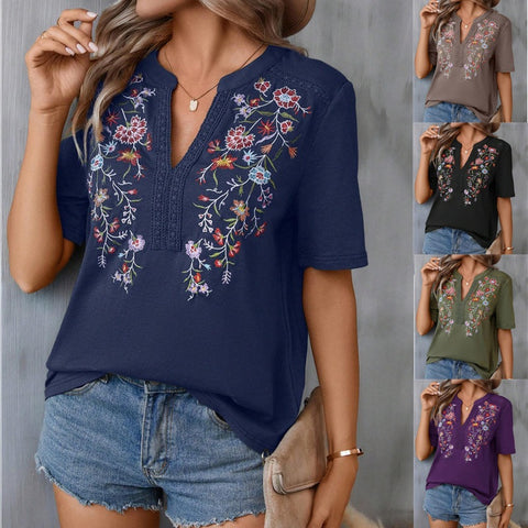 10.000-Nadel besticktes Spitzentop für Damen, T-Shirt m300884 