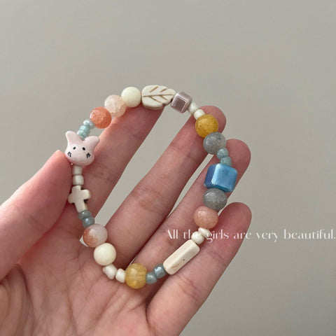 Bracelet en perles de céramique chinoise, bracelet féminin doux et mignon pour fille m3331322