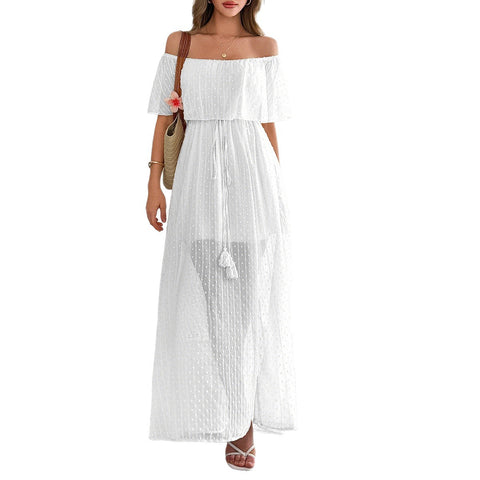 Temperament elegante rohr top taille kurzarm frauen lange kleid kleid m301405 