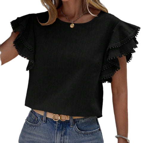 Lockeres Hemd Lotusblatt Batman Kurzarm Top Damen m300989 