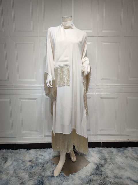 Damen Fledermausärmel Quaste High Fashion Kleid Partykleid m301183 
