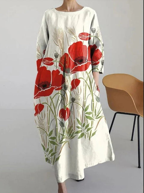 Lose neue retro floral lose frauen gedruckt lange kleid m300916 