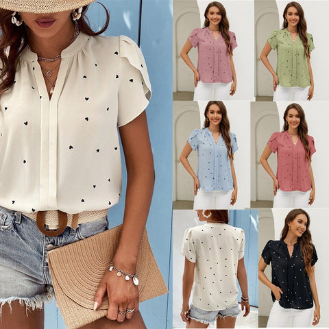 Sommer V-ausschnitt liebe blütenblatt ärmel hemd temperament bluse m300949 