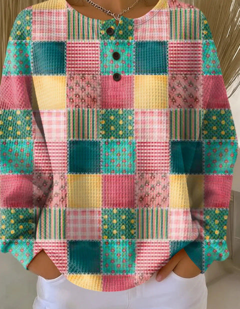 New retro 3D digital printing three-button stand-up collar Polo sweater m302116