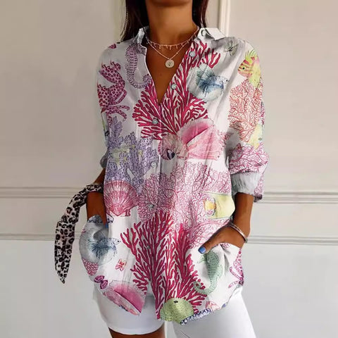 Sommertrend Langarmshirt Blumenmuster Druck 3D Shirt m301226 
