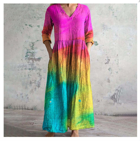 3D printing summer casual loose long-sleeved dress m301729