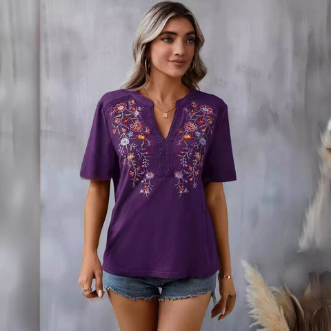 10.000-Nadel besticktes Spitzentop für Damen, T-Shirt m300884 