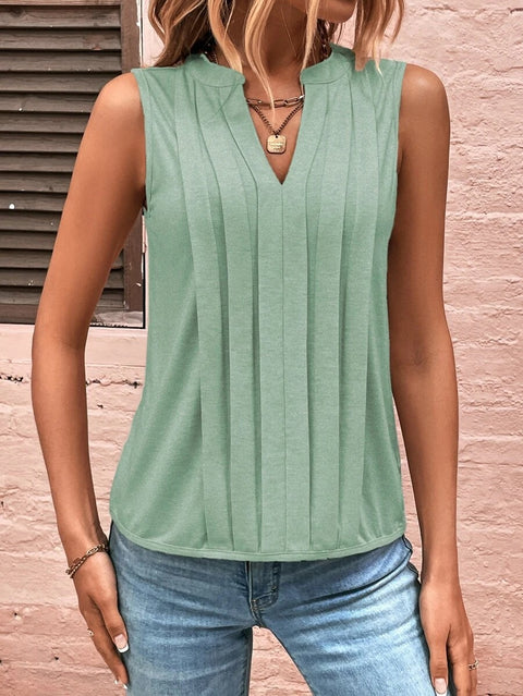 Mode Temperament elegante plissierte V-Ausschnitt Weste Damen Top T m300879 