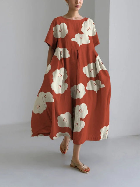 Linglong Leinen Kurzarm Damenkleid M300183 