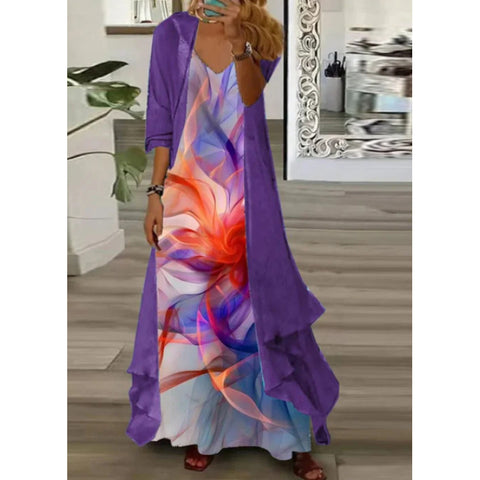Women's inner dress two-piece floral print dress m302894