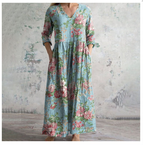 3D printing summer casual loose long-sleeved dress m301729