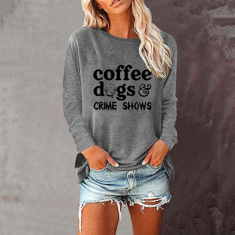 Lose rundhals außenhandel druck langarm frauen T-shirt top m300920 