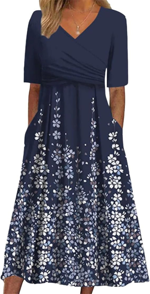 Summer v-neck pocket dress m302897