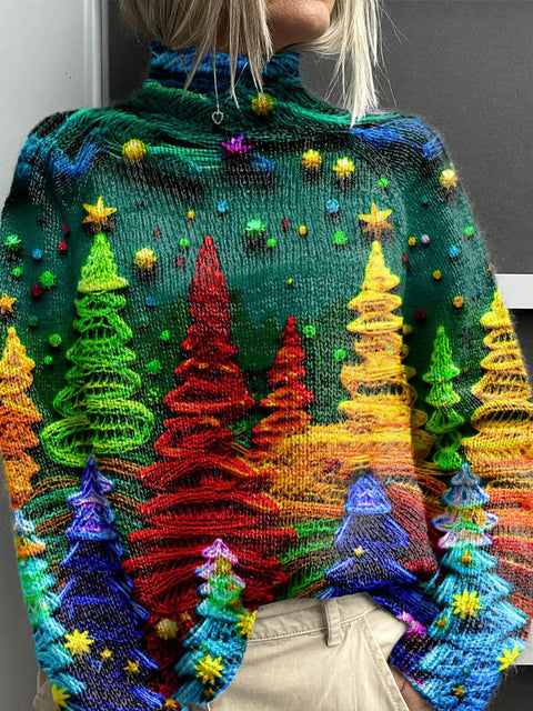 Christmas abstract print casual cape jacket cardigan sweater m302114