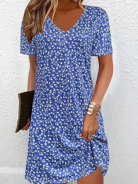 Fashion casual versatile V-neck short-sleeved medium and long skirt m301730