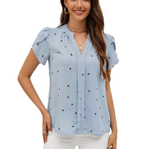Sommer V-ausschnitt liebe blütenblatt ärmel hemd temperament bluse m300949 