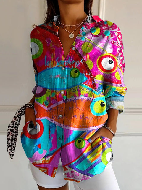 Summer trend long-sleeved shirt flower pattern printing 3D shirt m301226