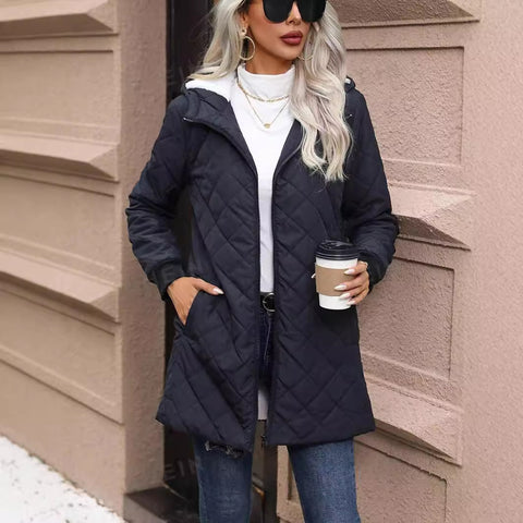 New hooded cotton-padded clothes women's velvet lamb wool cotton clothes thin cotton jackets trendy m301986